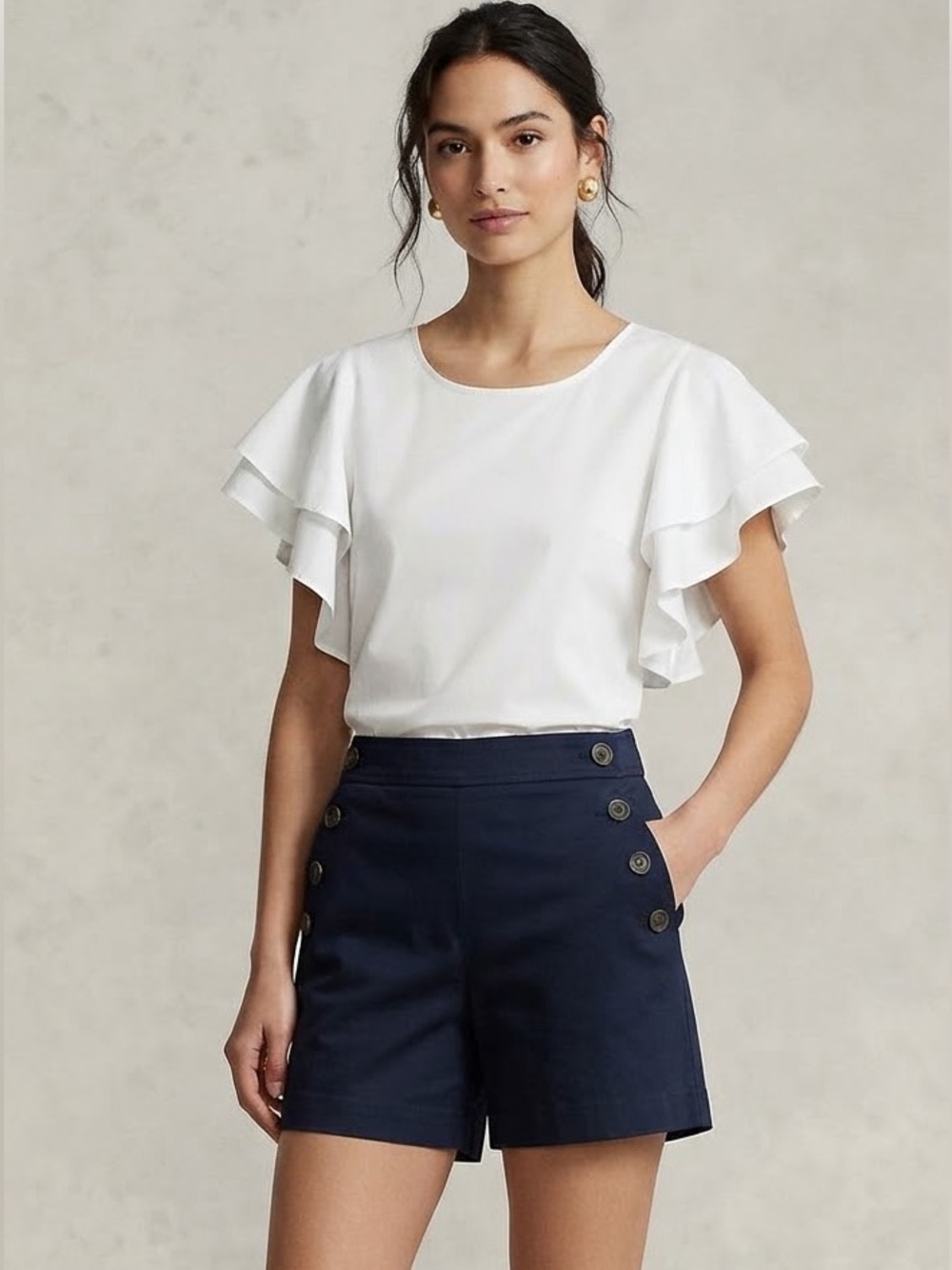 Chico’s Navy Sailor Button Shorts